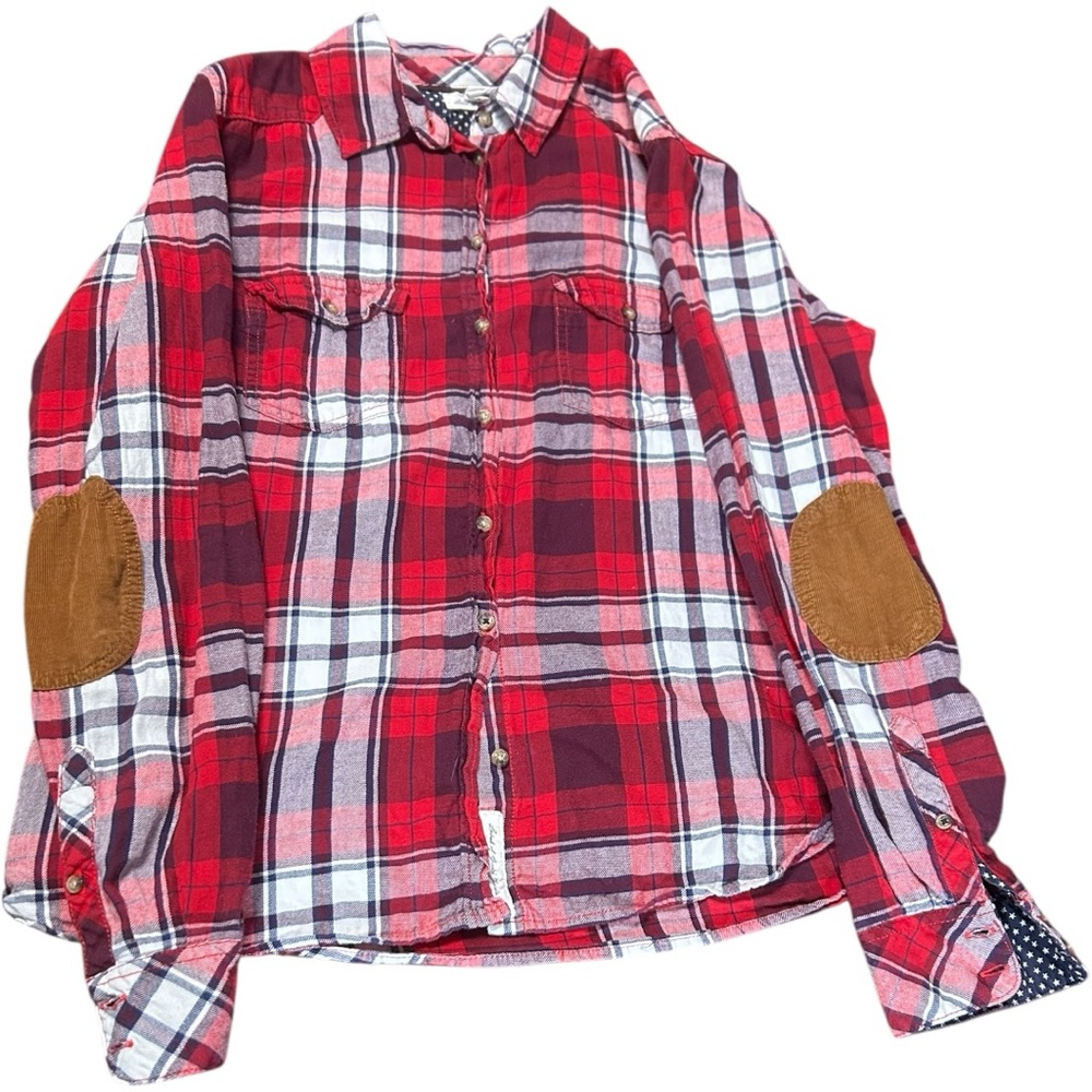 H&M L.O.G.G. Label of Graded Goods women's red blue plaid flannel shirt Sz 14